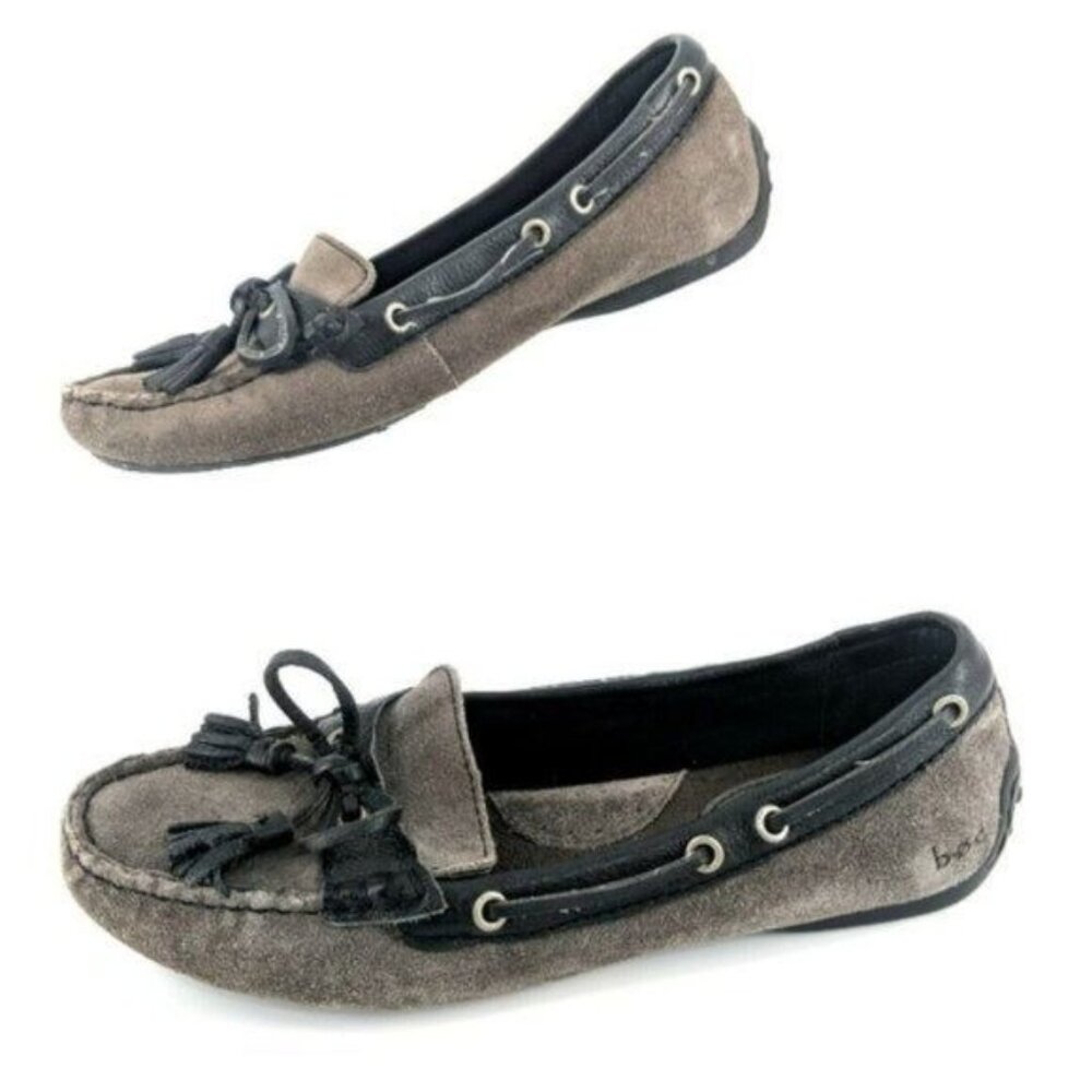 Born BOC Loafers Driving Shoe Womens 6 Gray Slip On Suede Leather Casual